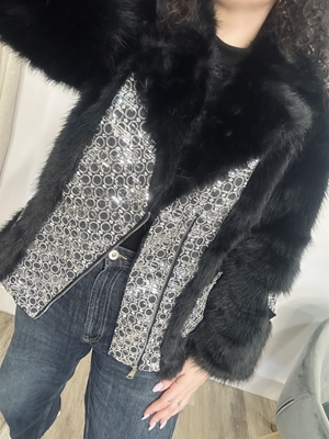 ABRIGO NEGRO PELO COMBINADO - Imagen 2