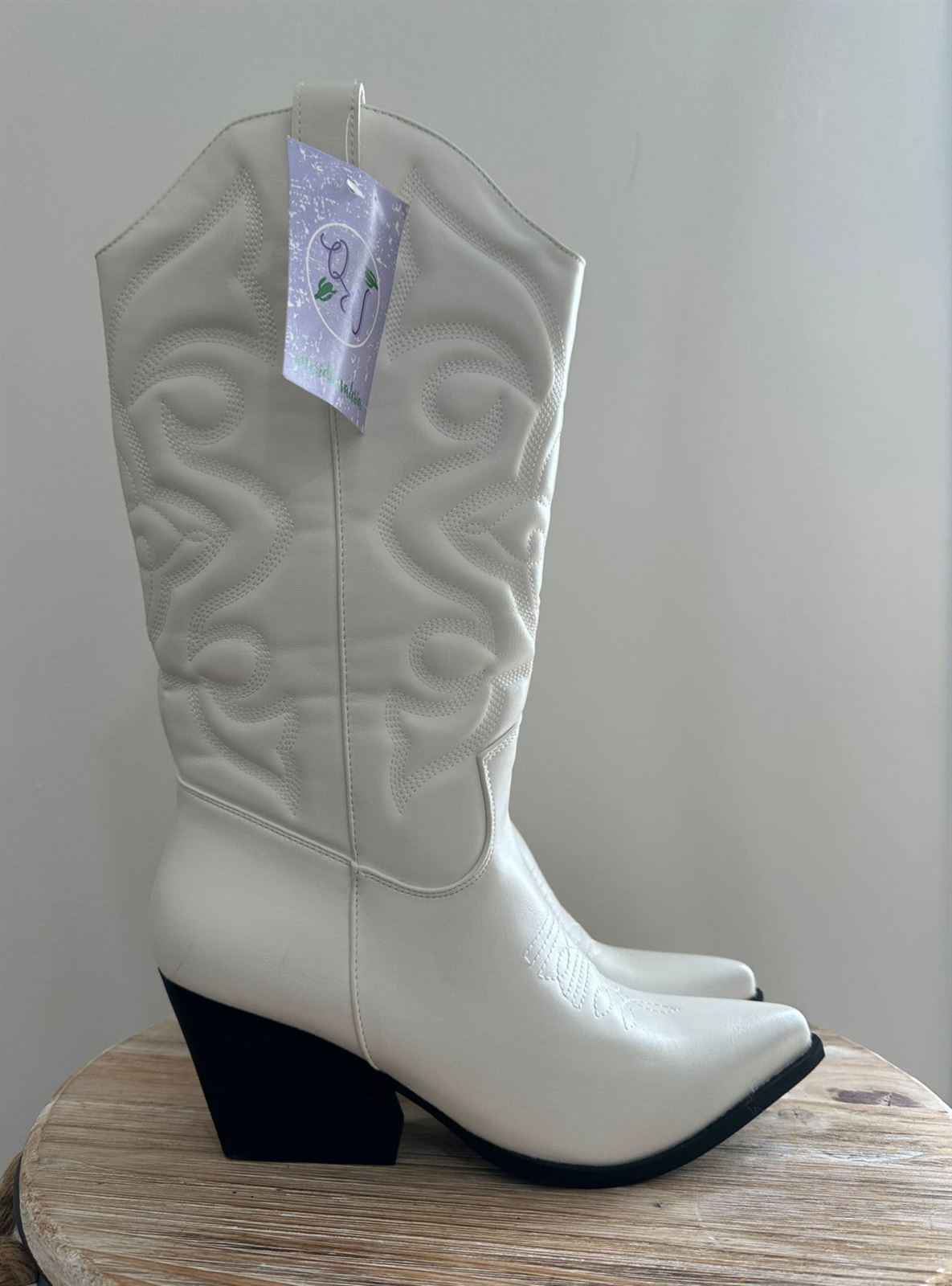 BOTA COWBOY BLANCA - Imagen 1