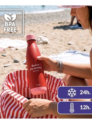 BOTELLA TERMO “BACK IN FIVE MINUTES OR MORE” FISURA - Imagen 2