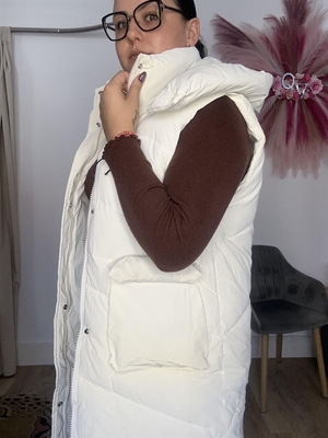 CHALECO LARGO ACOLCHADO BLANCO - Imagen 2