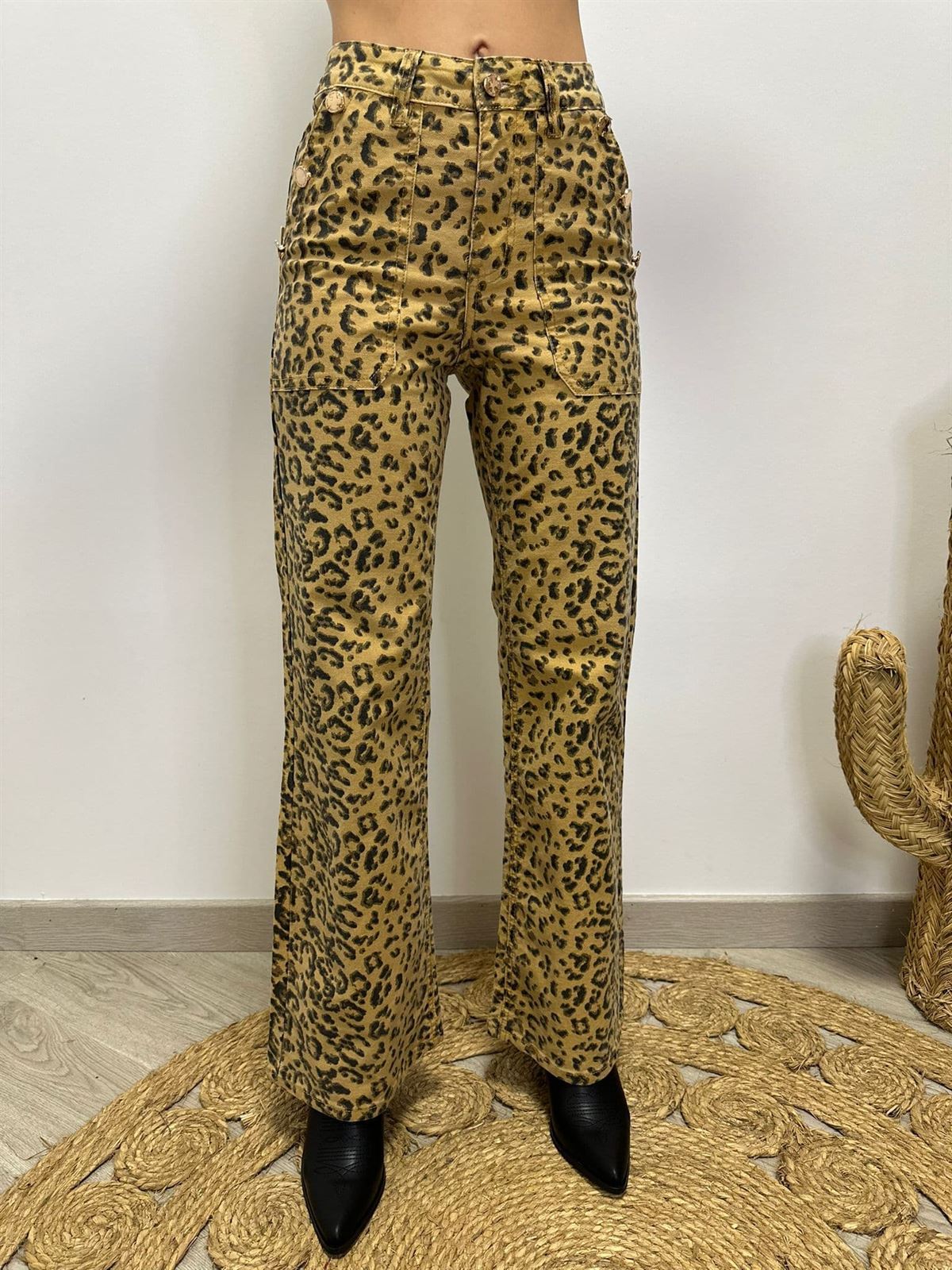 PANTALÓN WIDE LEG LEOPARDO - Imagen 1