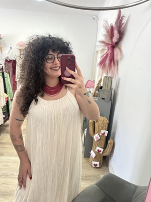 VESTIDO ARRUGADO CRUDO - Imagen 2